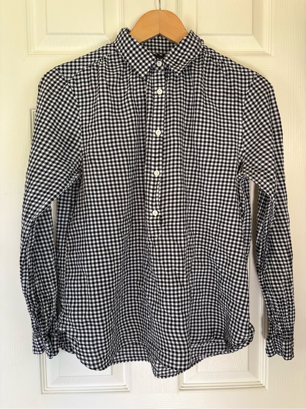 J. Crew women’s Black & White Gingham Button-Down Blouse
